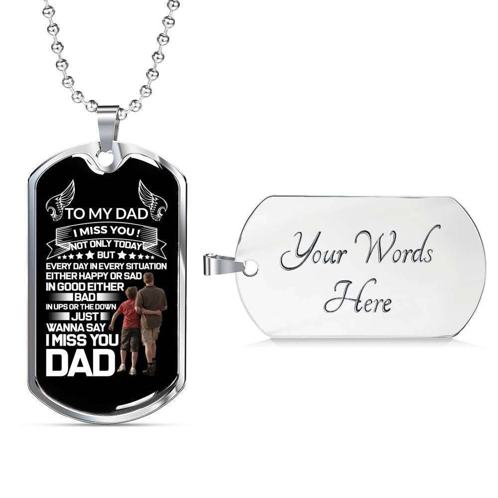 Custom Picture Dog Tag To My Angel Dad I Miss You Dog Tag Military Chain Necklace Rakva