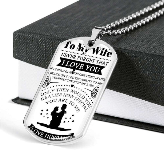 Custom Picture Dog Tag Wife Dog Tag, Never Forget That I Love You Dog Tag Military Chain Necklace For Wife For Karwa Chauth Rakva
