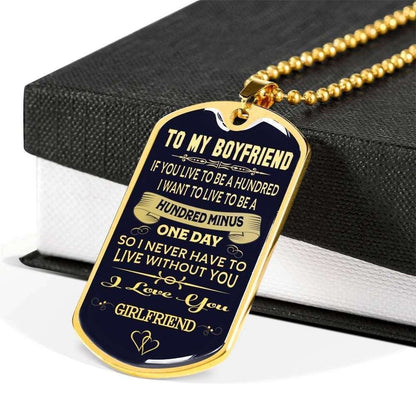Custom Picture Dog Tag You Live Hundred I Live Hundred Minus One Day Dog Tag Military Chain Necklace Gift For Him Rakva