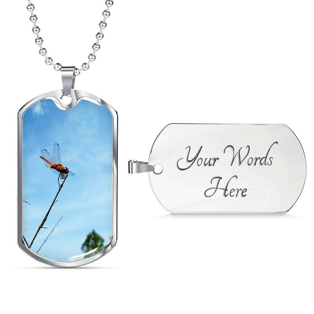 Custom Picture Dragonfly Gift For Daughter Dog Tag Military Chain Necklace Dog Tag Gifts For Daughter Rakva