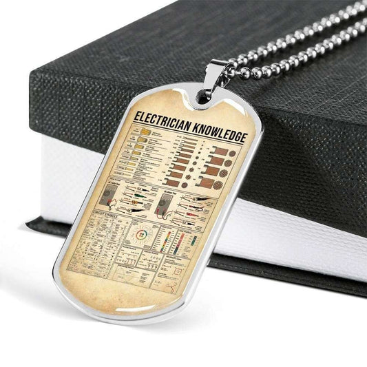 Custom Picture Electrician Knowledge Dog Tag Military Chain Necklace Pendant Dog Tag Rakva