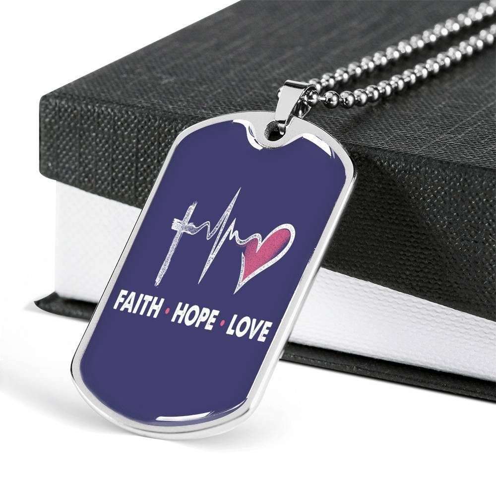 Custom Picture Faith Hope Love Dog Tag Military Chain Necklace Dog Tag Rakva