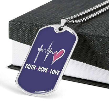 Custom Picture Faith Hope Love Dog Tag Military Chain Necklace Dog Tag Rakva