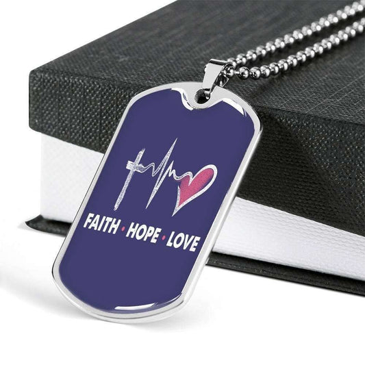 Custom Picture Faith Hope Love Dog Tag Military Chain Necklace Dog Tag Rakva