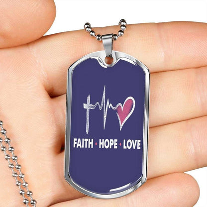 Custom Picture Faith Hope Love Dog Tag Military Chain Necklace Dog Tag Rakva