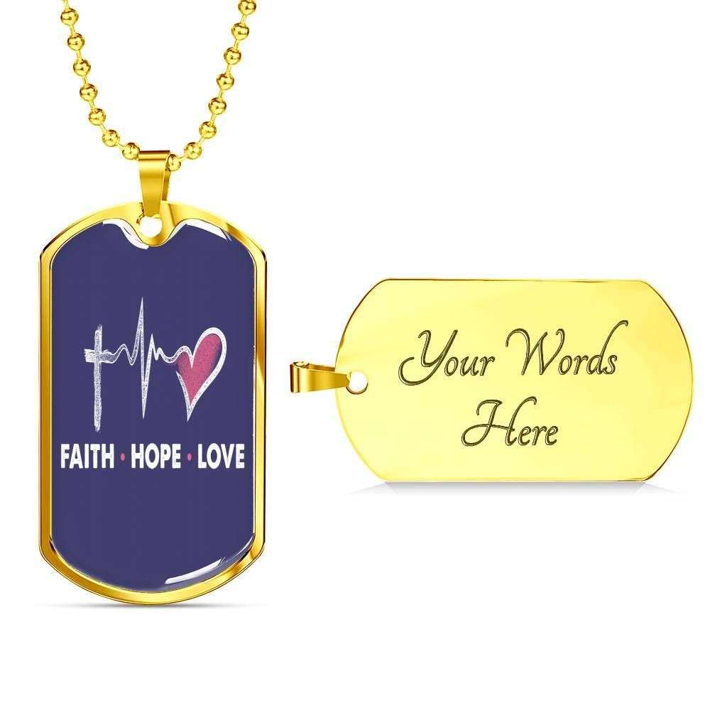Custom Picture Faith Hope Love Dog Tag Military Chain Necklace Dog Tag Rakva