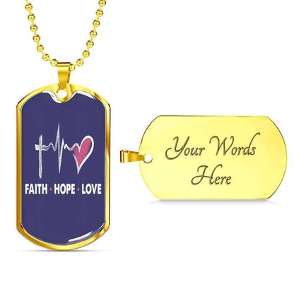 Custom Picture Faith Hope Love Dog Tag Military Chain Necklace Dog Tag Rakva