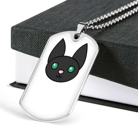 Custom Picture Good Gift For Cat Lover Black Cat Dog Tag Military Chain Necklace Dog Tag Rakva