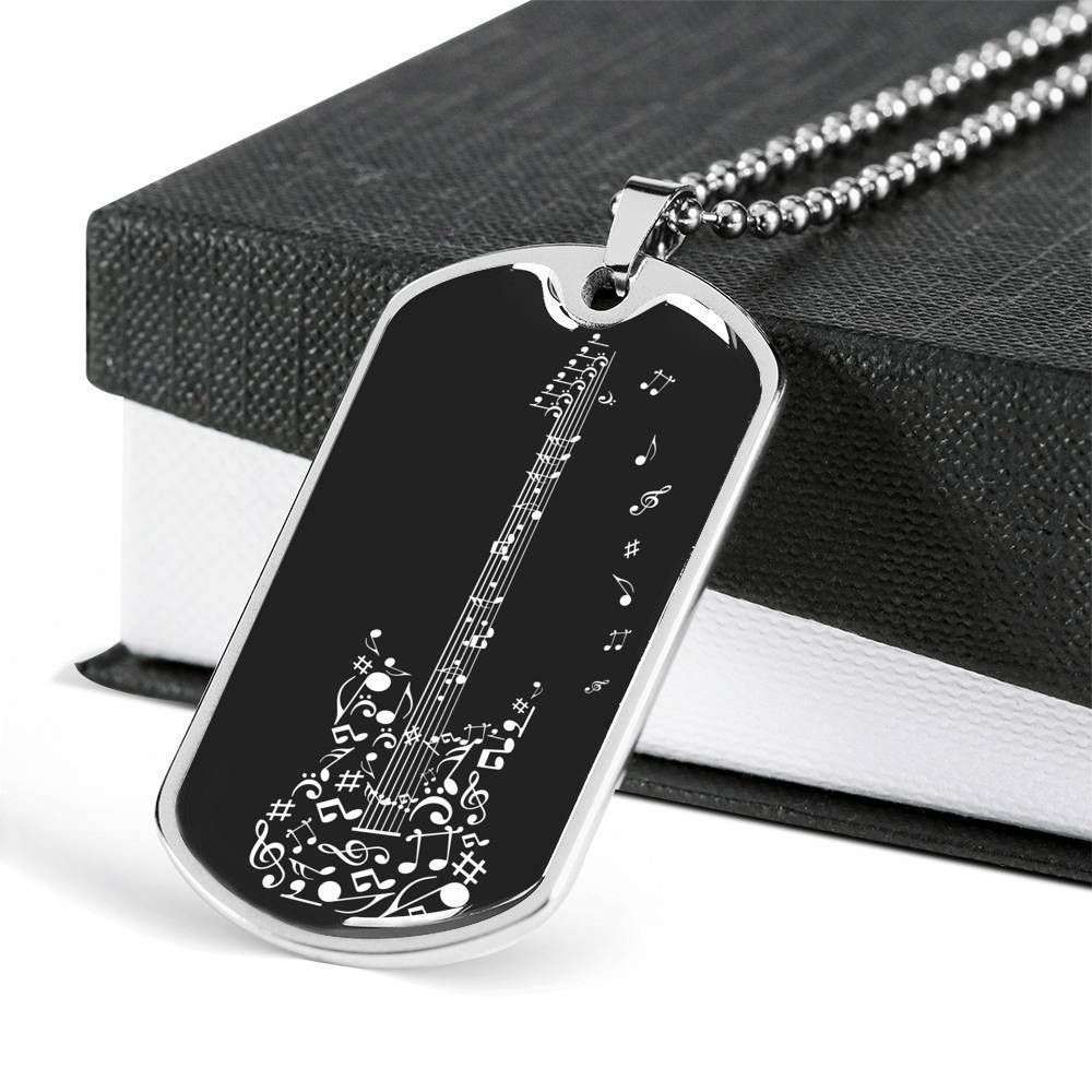 Custom Picture Guitar Lover Dog Tag Military Chain Necklace Dog Tag Rakva