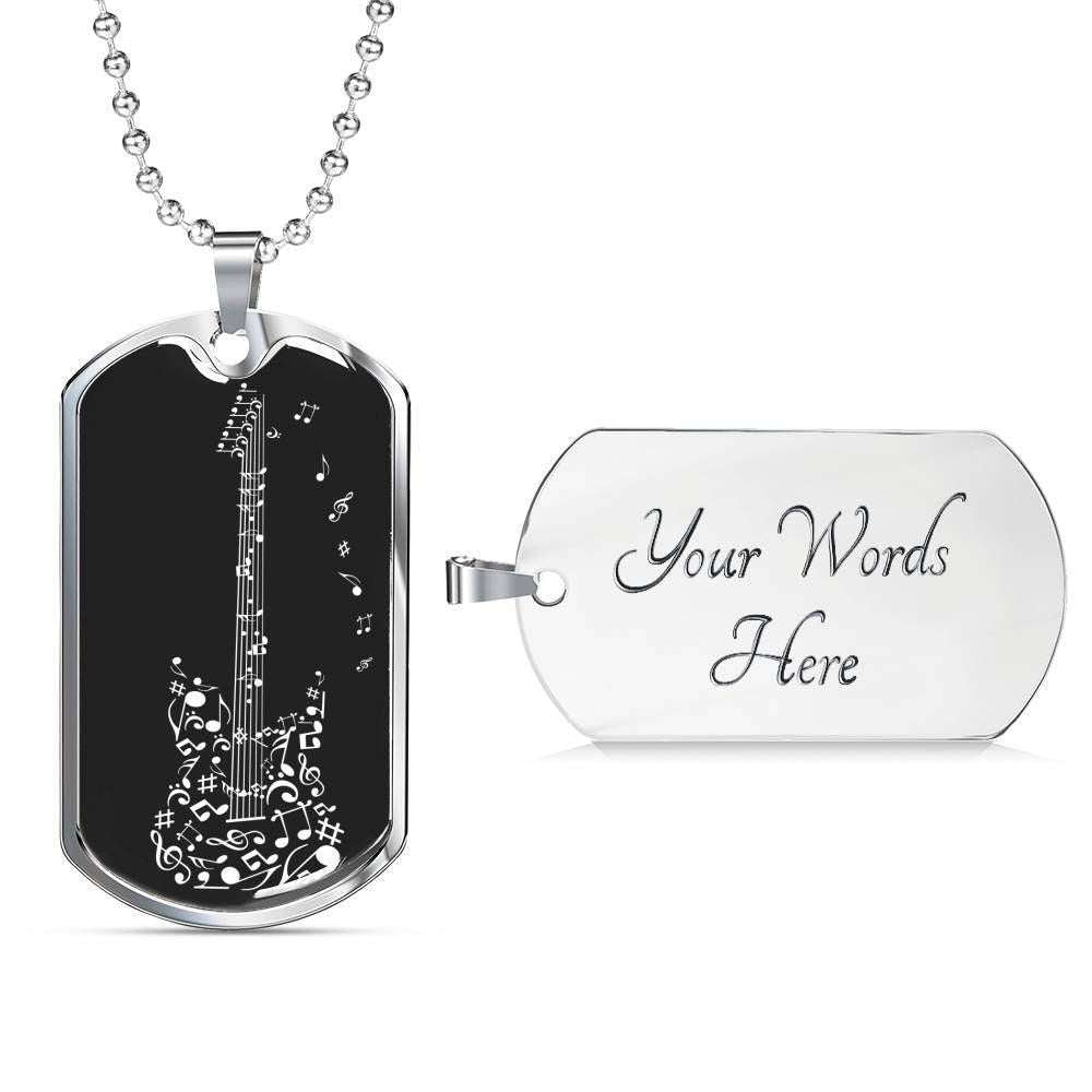 Custom Picture Guitar Lover Dog Tag Military Chain Necklace Dog Tag Rakva