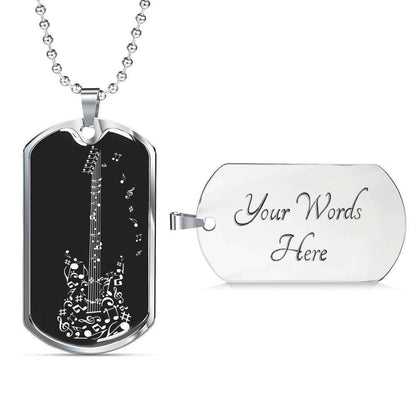 Custom Picture Guitar Lover Dog Tag Military Chain Necklace Dog Tag Rakva