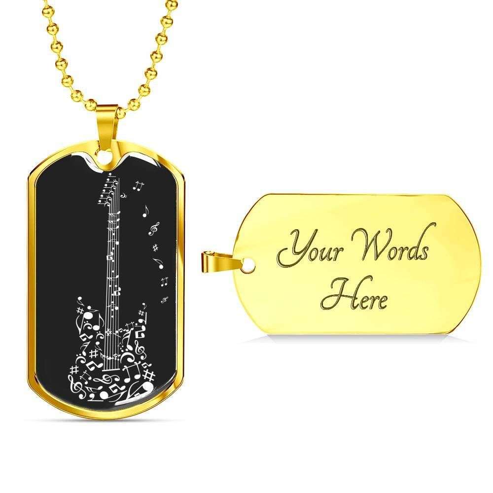 Custom Picture Guitar Lover Dog Tag Military Chain Necklace Dog Tag Rakva
