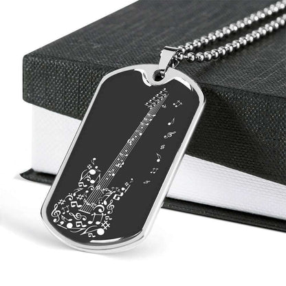 Custom Picture Guitar Notes Dog Tag Military Chain Necklace Dog Tag Rakva