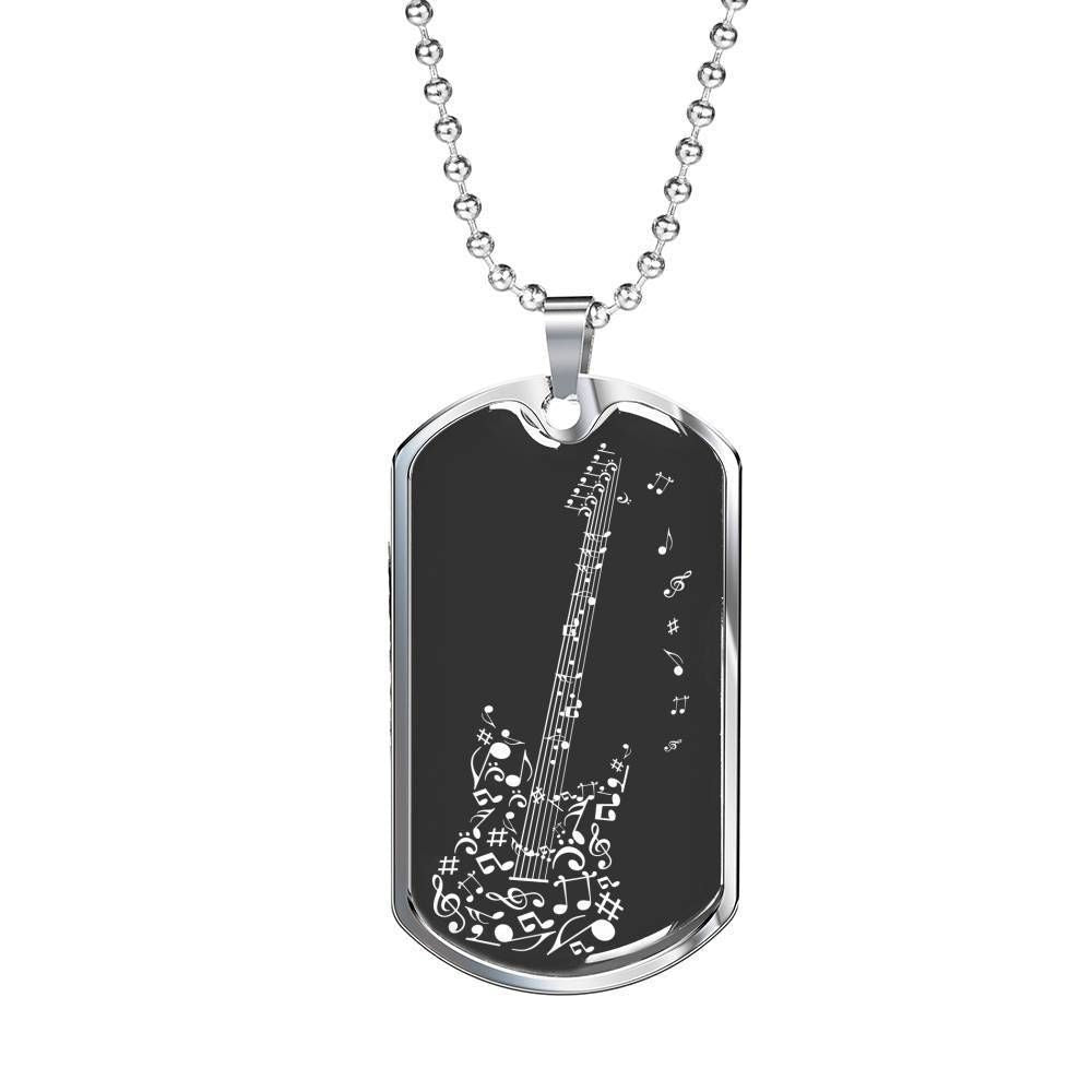 Custom Picture Guitar Notes Dog Tag Military Chain Necklace Dog Tag Rakva