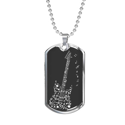 Custom Picture Guitar Notes Dog Tag Military Chain Necklace Dog Tag Rakva