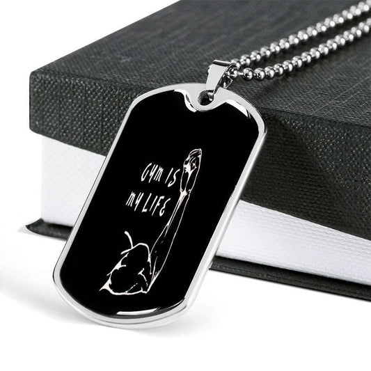 Custom Picture Gym Is My Life Dog Tag Military Chain Necklace For Gym Lovers Dog Tag Rakva
