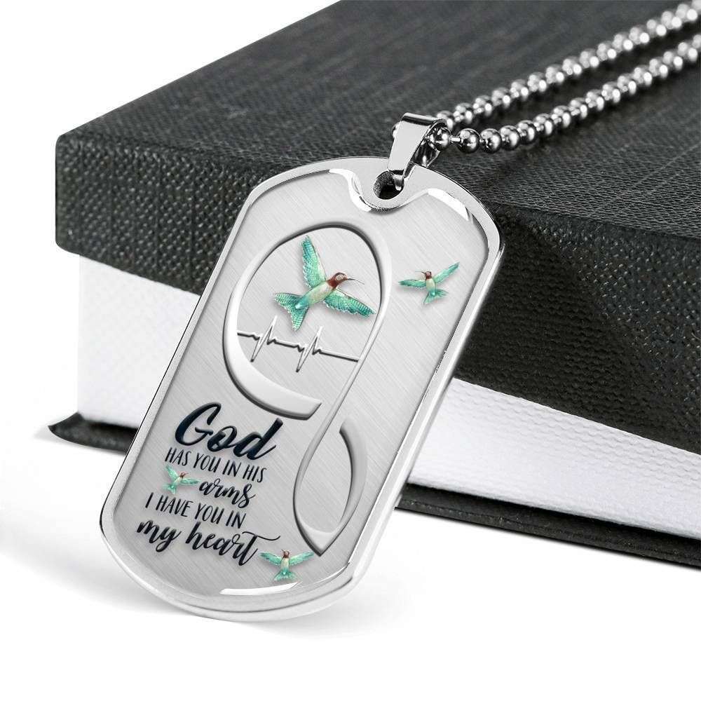 Custom Picture Hummingbird God Has You Dog Tag Military Chain Necklace Gift Dog Tag Rakva