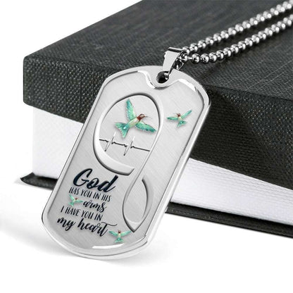 Custom Picture Hummingbird God Has You Dog Tag Military Chain Necklace Gift Dog Tag Rakva