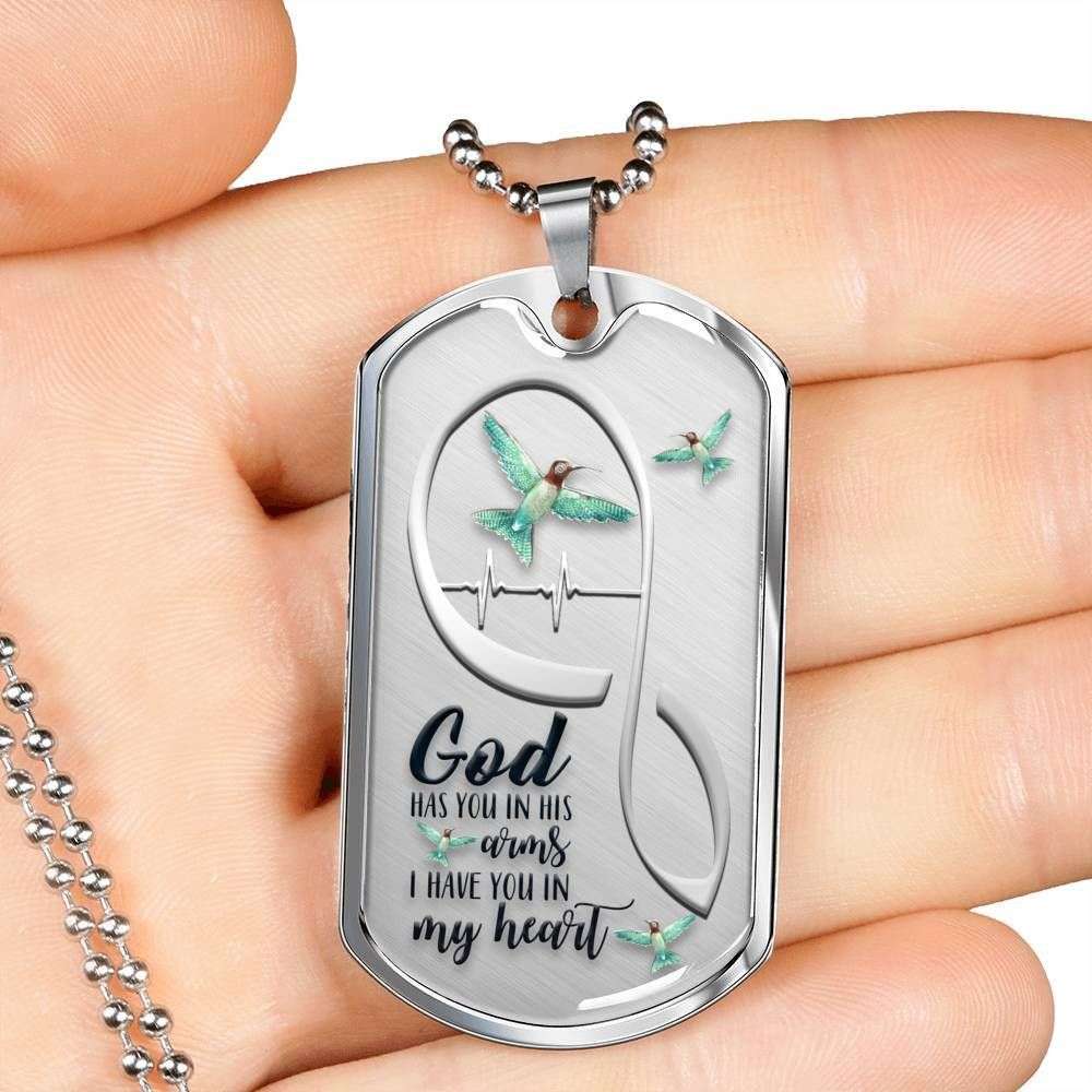Custom Picture Hummingbird God Has You Dog Tag Military Chain Necklace Gift Dog Tag Rakva