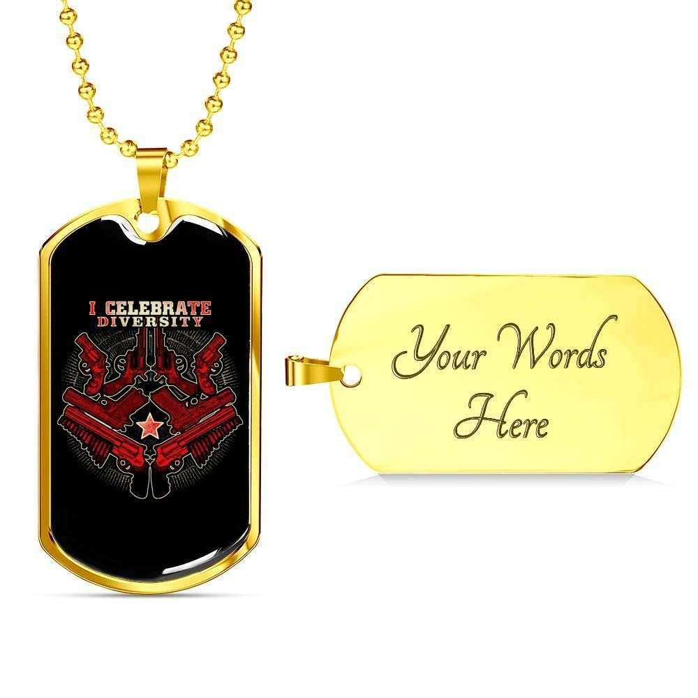 Custom Picture I Celebrate Diversity Army Dog Tag Military Chain Necklace Gift For Men Dog Tag Rakva