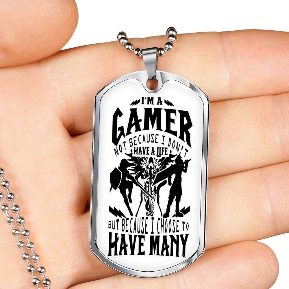 Custom Picture I’M A Gamer Dog Tag Military Chain Necklace Dog Tag Rakva