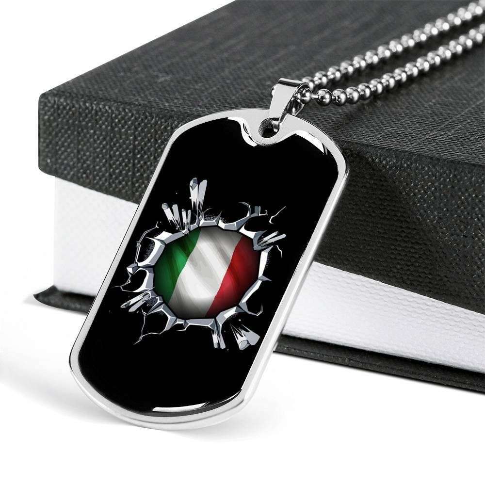 Custom Picture Italy Inside Black Dog Tag Military Chain Necklace Dog Tag Rakva