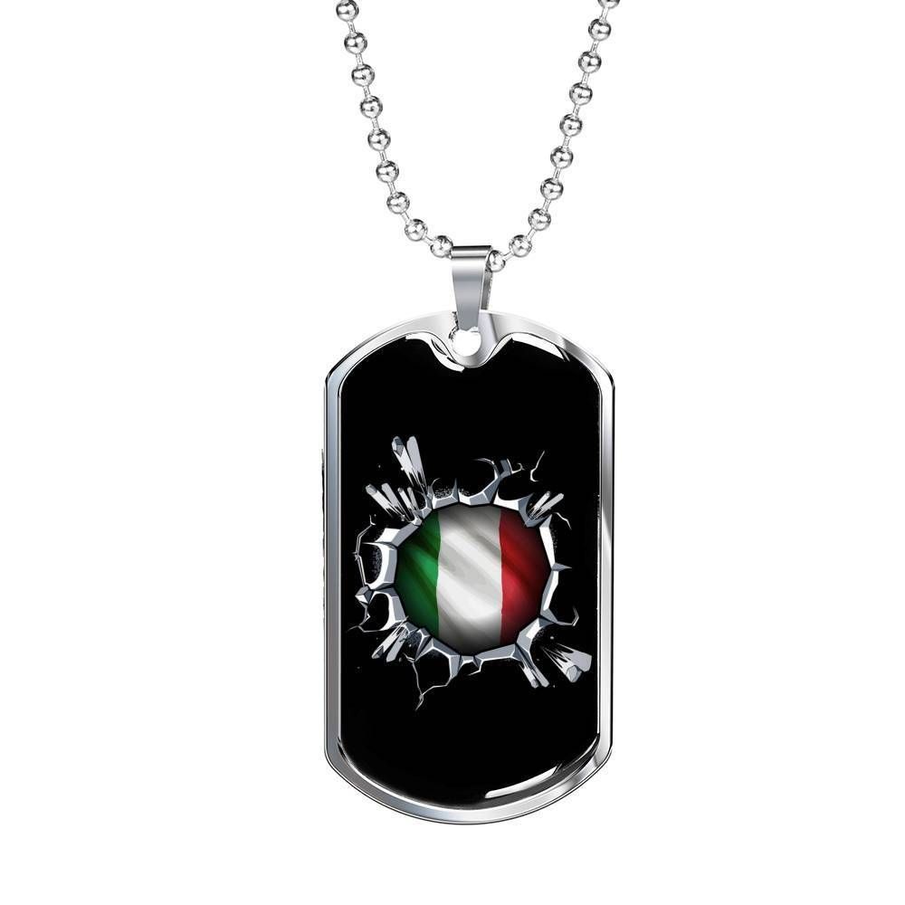 Custom Picture Italy Inside Black Dog Tag Military Chain Necklace Dog Tag Rakva