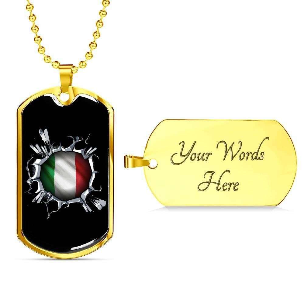 Custom Picture Italy Inside Black Dog Tag Military Chain Necklace Dog Tag Rakva