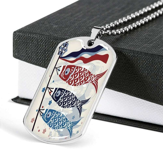 Custom Picture Japa Fish Dog Tag Military Chain Necklace For Boys Dog Tag Rakva