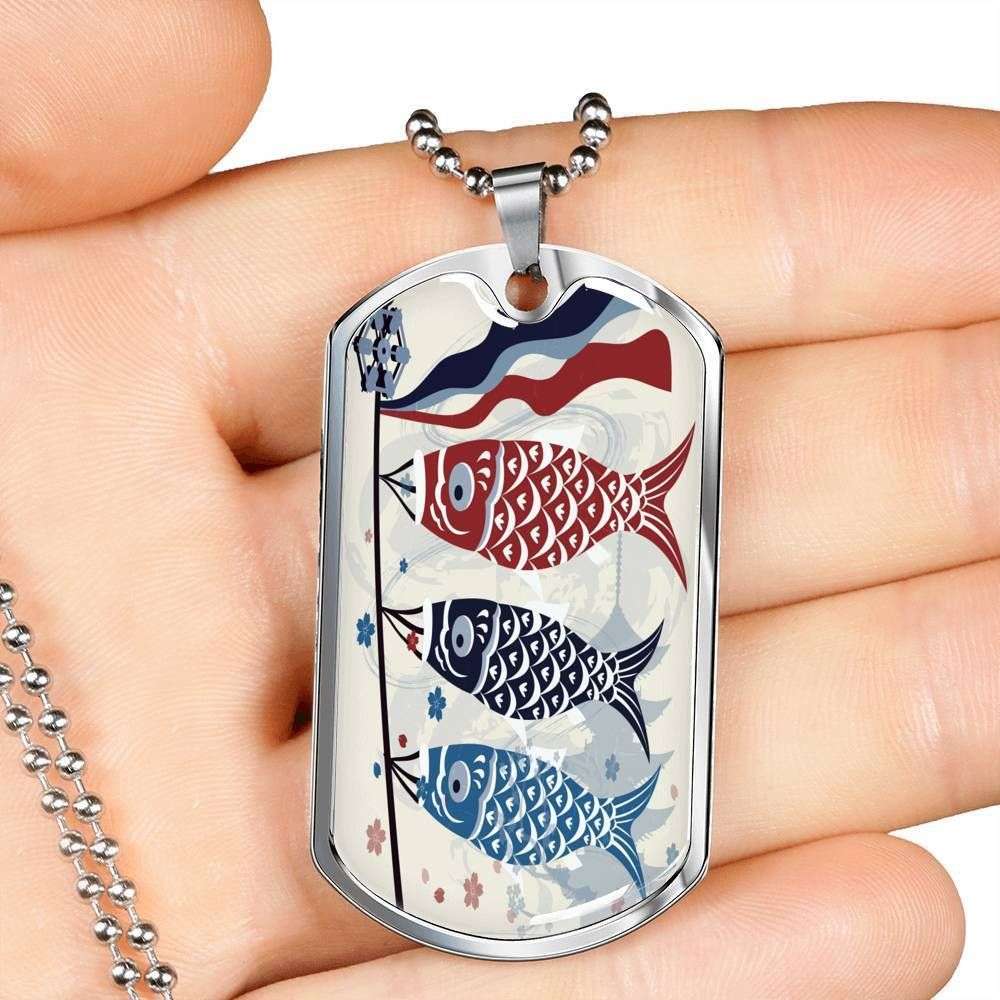 Custom Picture Japa Fish Dog Tag Military Chain Necklace For Boys Dog Tag Rakva
