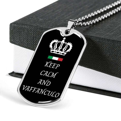 Custom Picture Keep Calm And Vaffanculo Dog Tag Military Chain Necklace Dog Tag Rakva