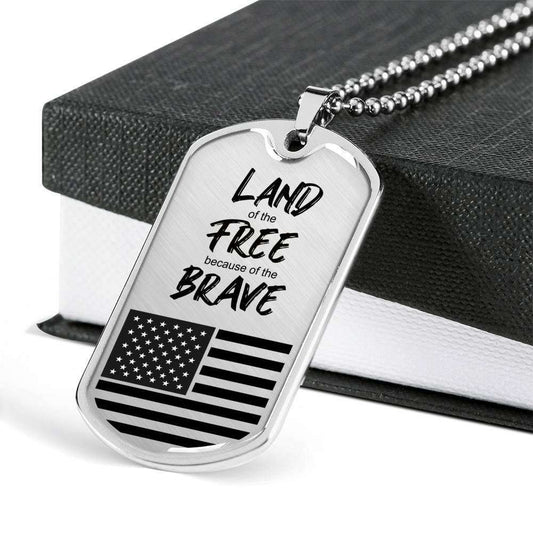 Custom Picture Land Of The Free Dog Tag Military Chain Necklace Gift For Men Dog Tag Rakva