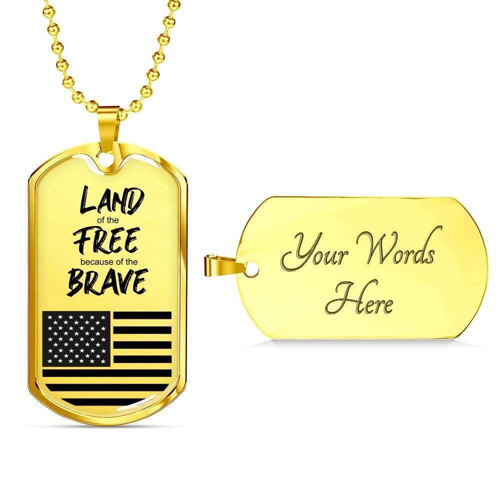 Custom Picture Land Of The Free Dog Tag Military Chain Necklace Gift For Men Dog Tag Rakva