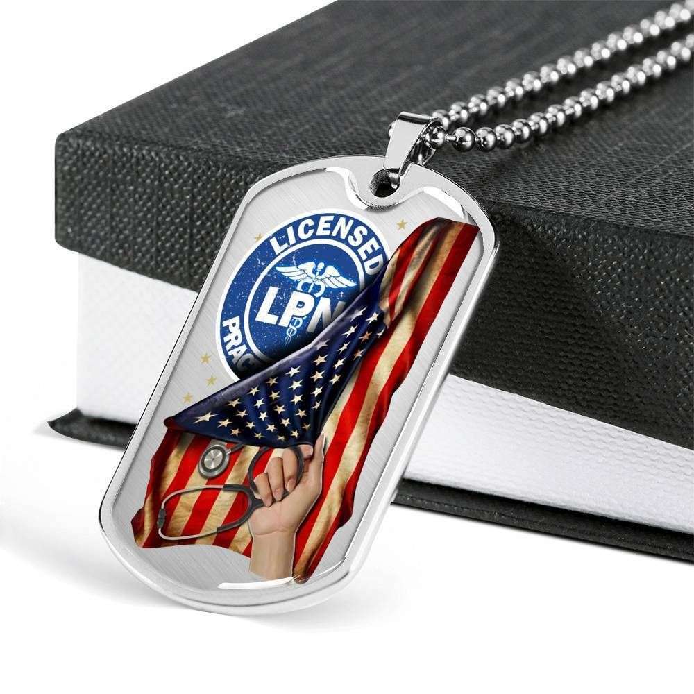 Custom Picture Lpn Us Flag Dog Tag Military Chain Necklace Necklace Dog Tag Rakva