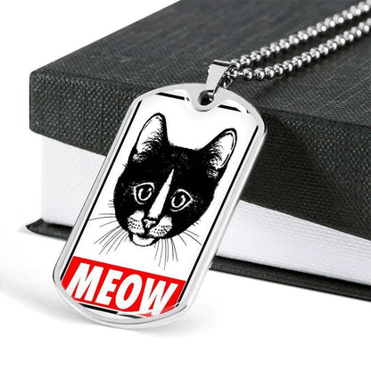 Custom Picture Meow Dog Tag Military Chain Necklace For Cat Lovers Dog Tag Rakva