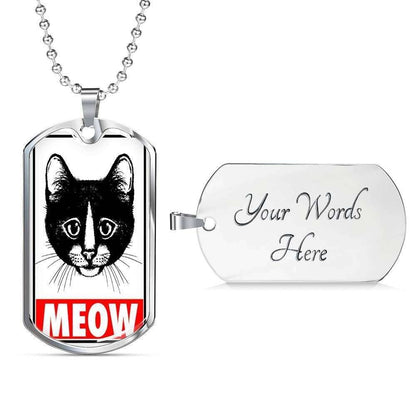 Custom Picture Meow Dog Tag Military Chain Necklace For Cat Lovers Dog Tag Rakva