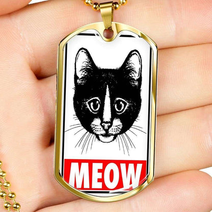 Custom Picture Meow Dog Tag Military Chain Necklace For Cat Lovers Dog Tag Rakva