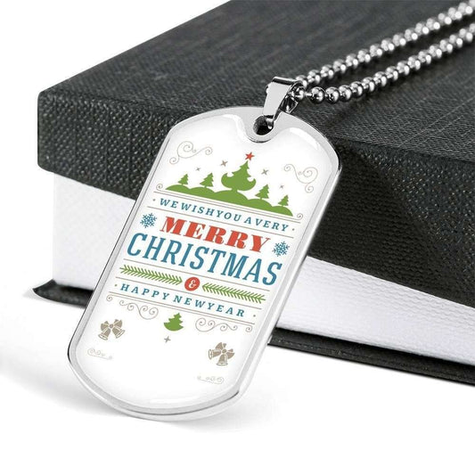 Custom Picture Merry Christmas Dog Tag Military Chain Necklace For Family Dog Tag Rakva