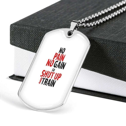 Custom Picture No Pain No Gain Dog Tag Military Chain Necklace Dog Tag Rakva