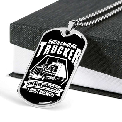 Custom Picture North Carolina Trucker Dog Tag Military Chain Necklace Gift For Men Dog Tag Rakva