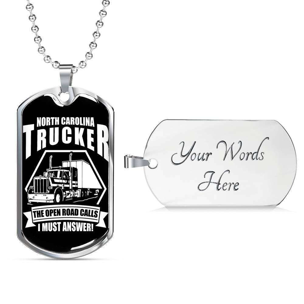 Custom Picture North Carolina Trucker Dog Tag Military Chain Necklace Gift For Men Dog Tag Rakva
