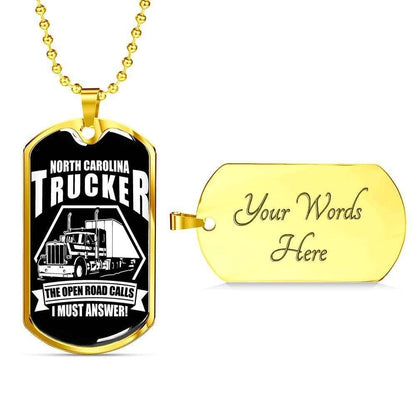 Custom Picture North Carolina Trucker Dog Tag Military Chain Necklace Gift For Men Dog Tag Rakva