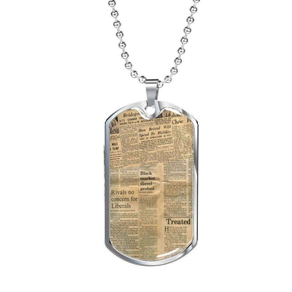 Custom Picture Old Newspaper Dog Tag Military Chain Necklace Gift For Men Dog Tag Rakva