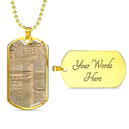 Custom Picture Old Newspaper Dog Tag Military Chain Necklace Gift For Men Dog Tag Rakva