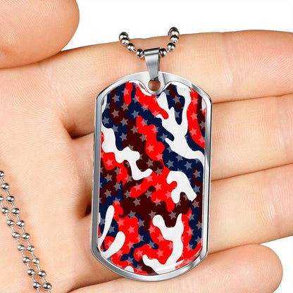 Custom Picture Patriotic Usa Flag Camouflage Dog Tag Military Chain Necklace Dog Tag Rakva