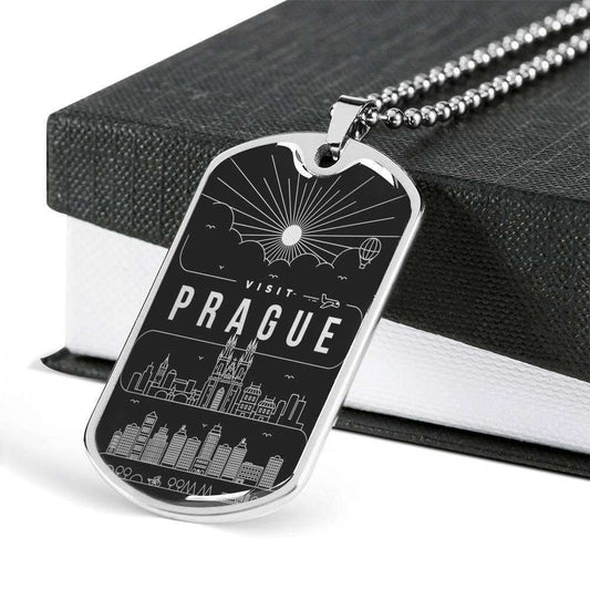 Custom Picture Prague City Necklace Engraving Dog Tag Military Chain Necklace Dog Tag Rakva