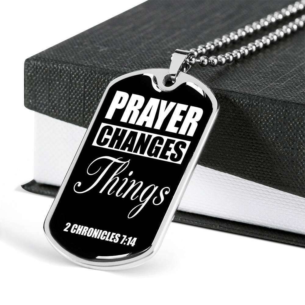 Custom Picture Prayer Changes Things Dog Tag Military Chain Pendant Necklace Dog Tag Rakva