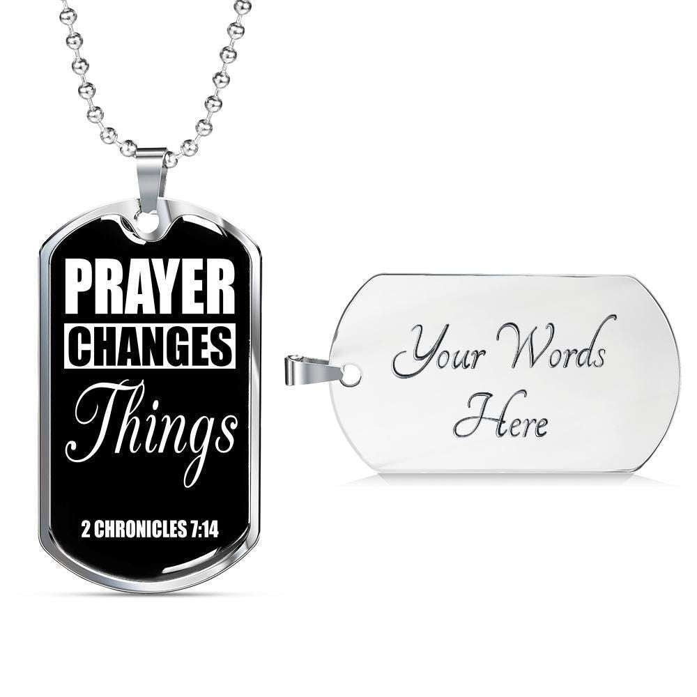 Custom Picture Prayer Changes Things Dog Tag Military Chain Pendant Necklace Dog Tag Rakva