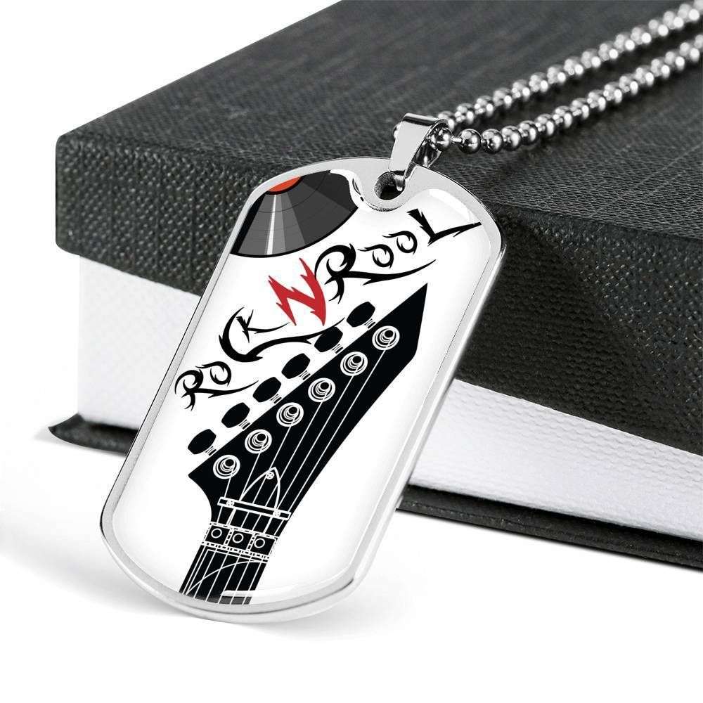 Custom Picture Rock And Roll Dog Tag Military Chain Necklace For Music Lovers Dog Tag Rakva