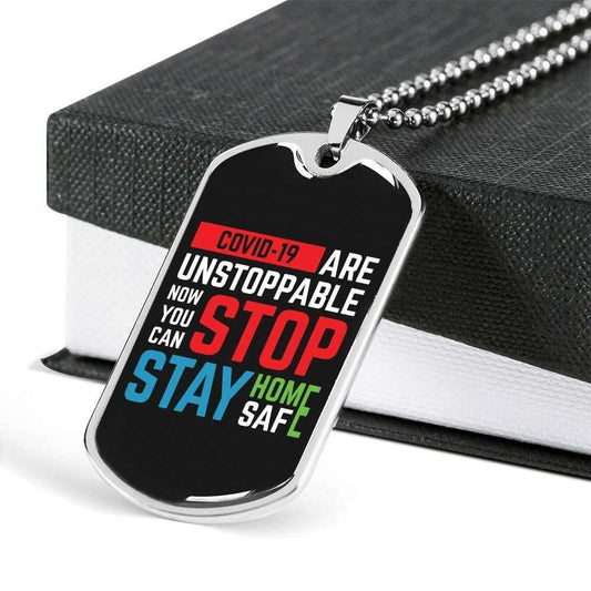 Custom Picture Stay Home Stay Safe Dog Tag Military Chain Necklace For Everyone Dog Tag Rakva